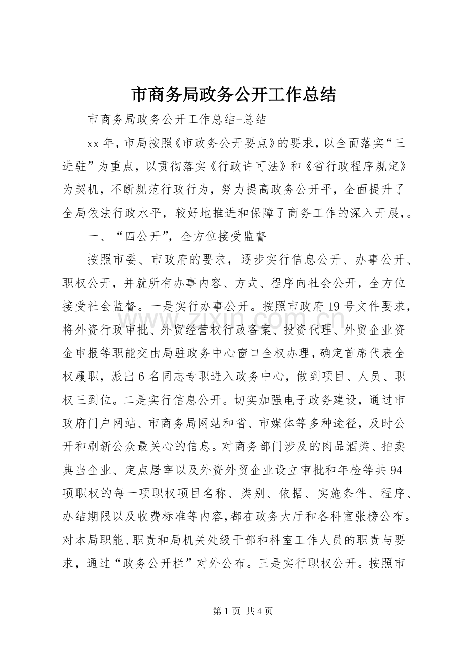 市商务局政务公开工作总结 .docx_第1页