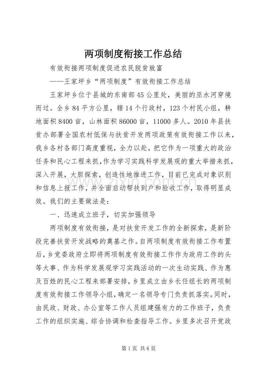 两项制度衔接工作总结 .docx_第1页