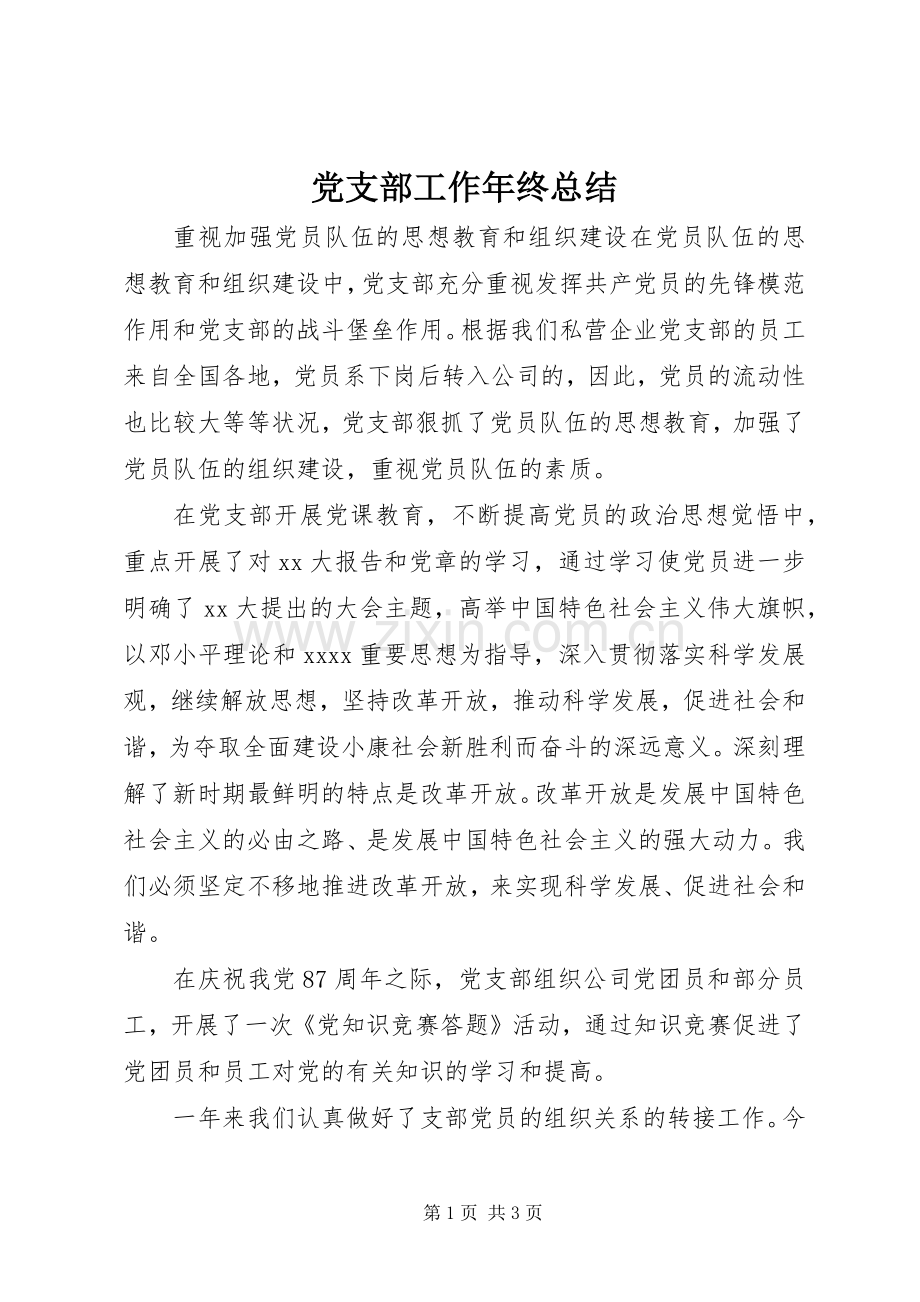 党支部工作年终总结 .docx_第1页