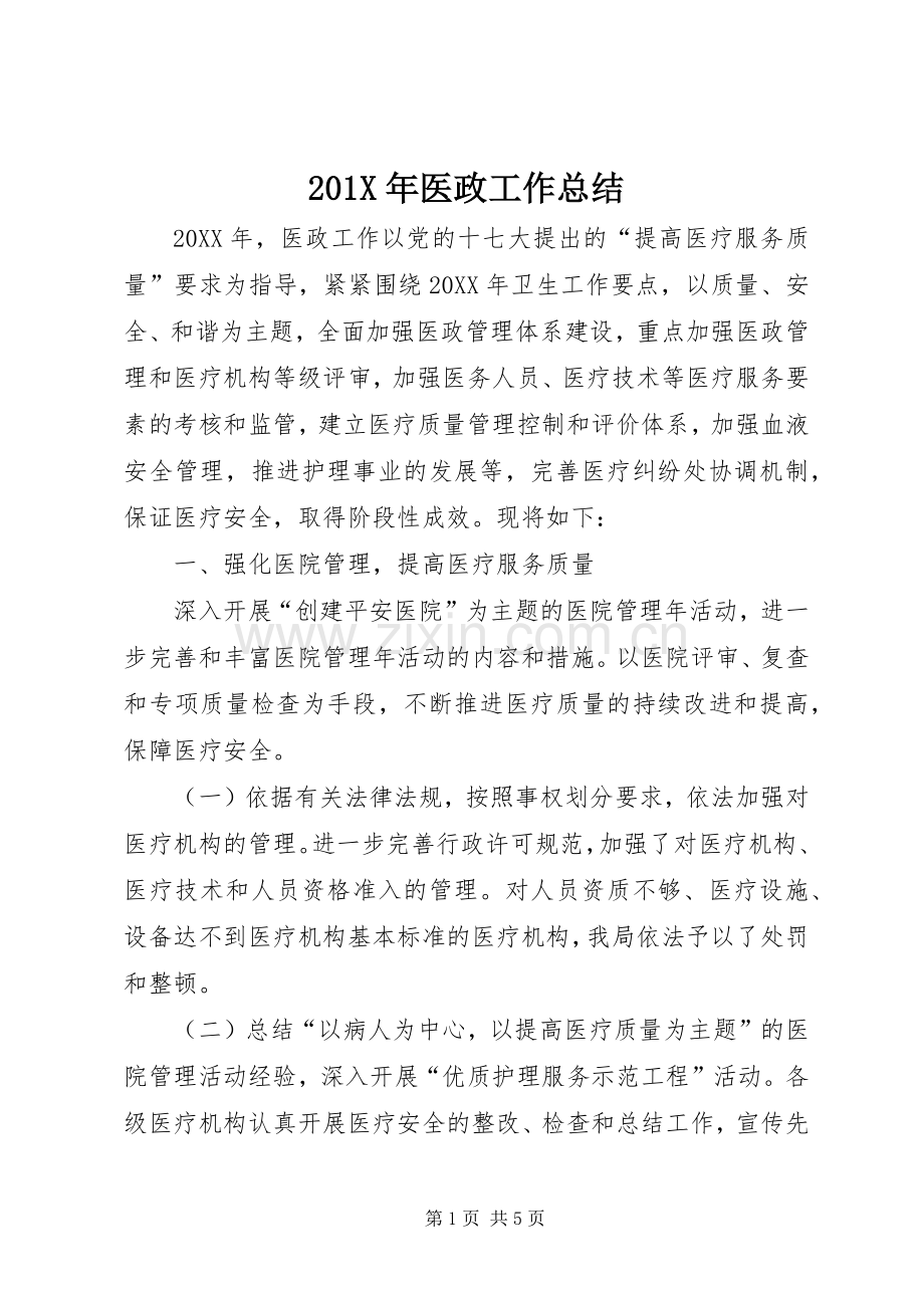 202X年医政工作总结.docx_第1页