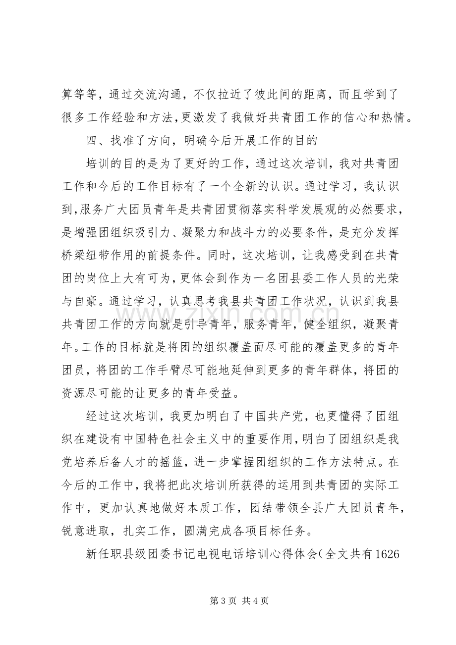 新任职县级团委书记电视电话培训体会心得.docx_第3页