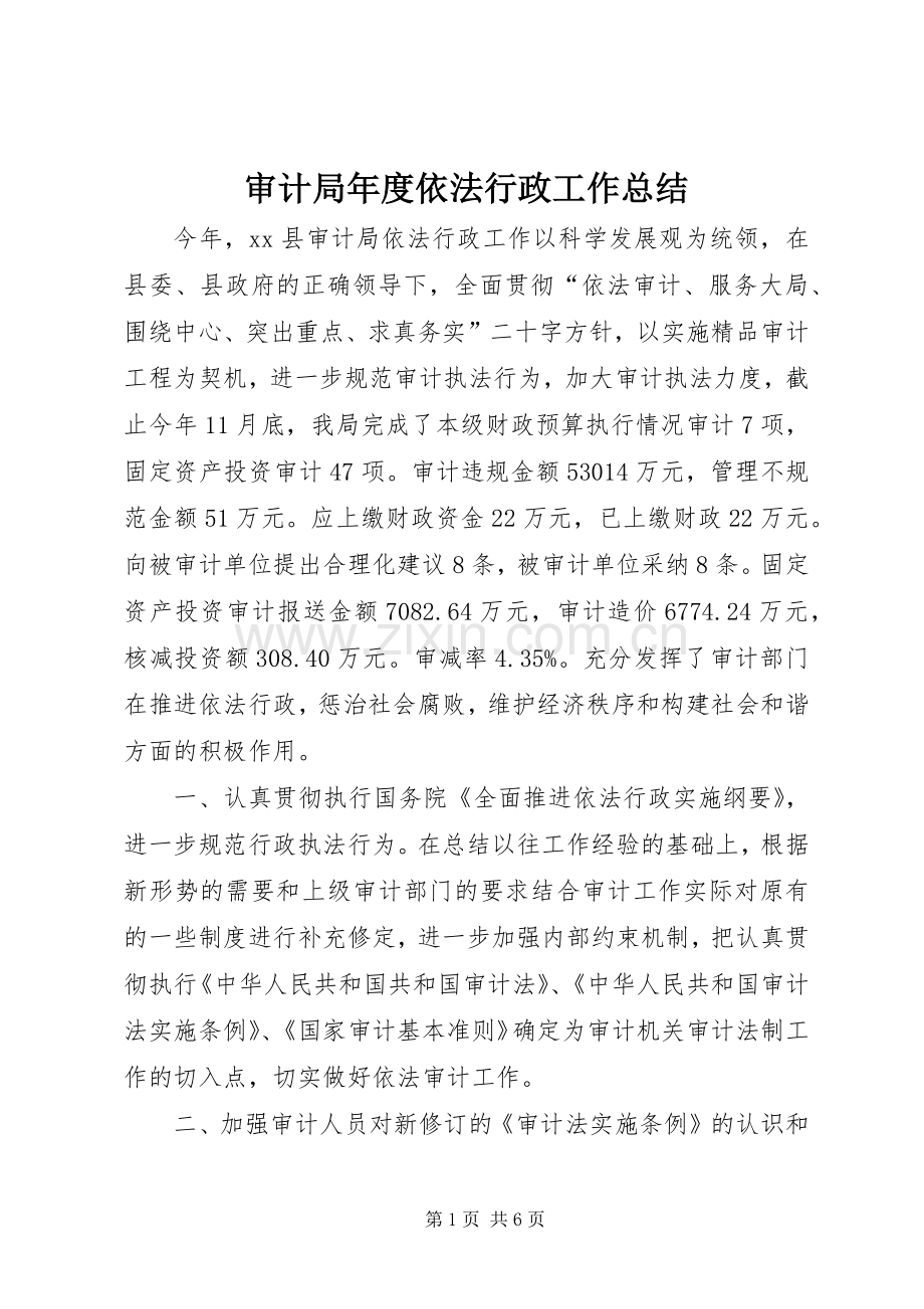 审计局年度依法行政工作总结 .docx_第1页