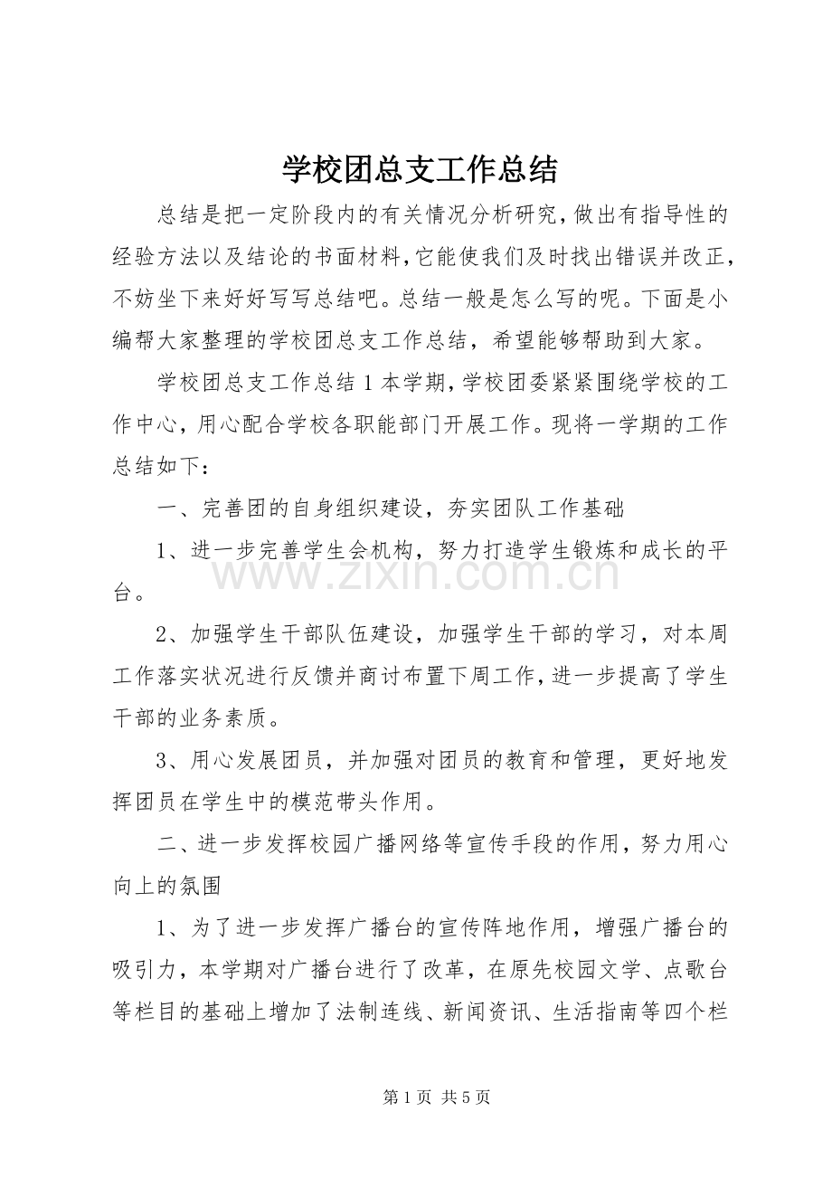 学校团总支工作总结 .docx_第1页