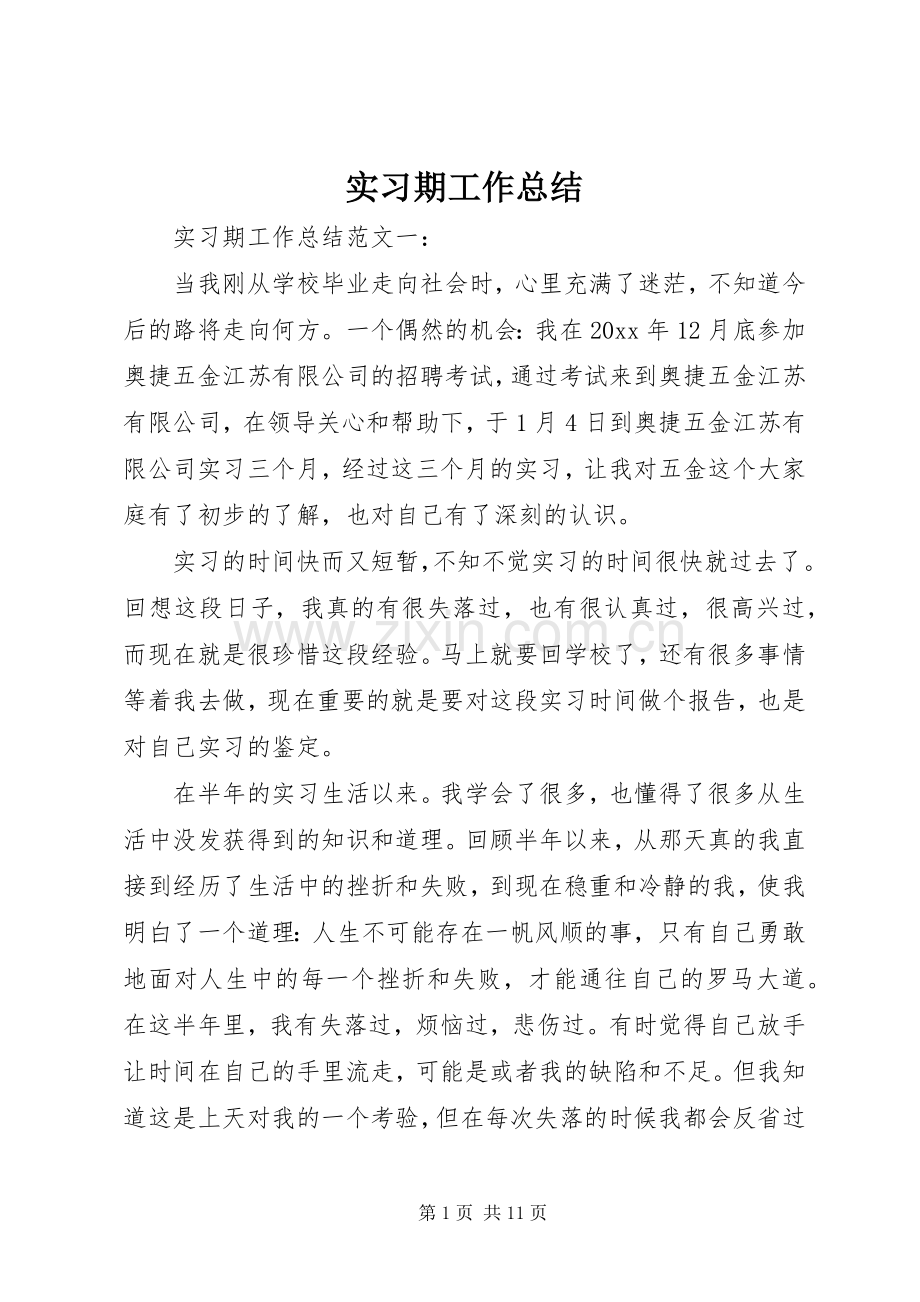 实习期工作总结 .docx_第1页