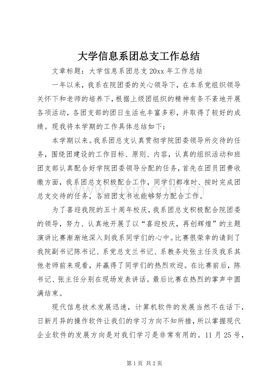 大学信息系团总支工作总结 .docx_第1页