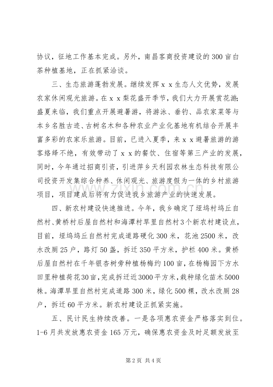 XX年乡镇半年工作总结 .docx_第2页