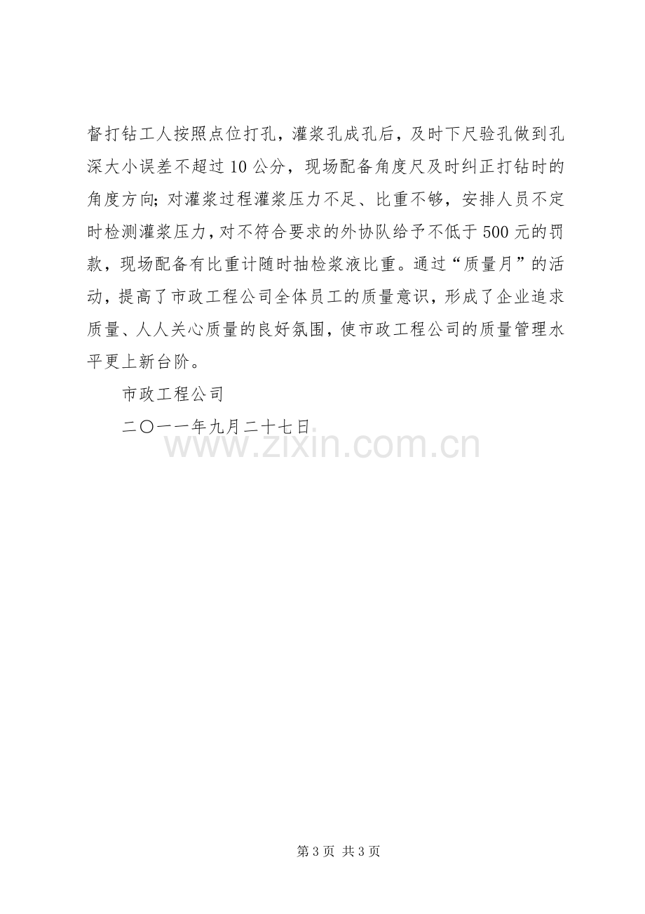 市政工程质量月总结 .docx_第3页