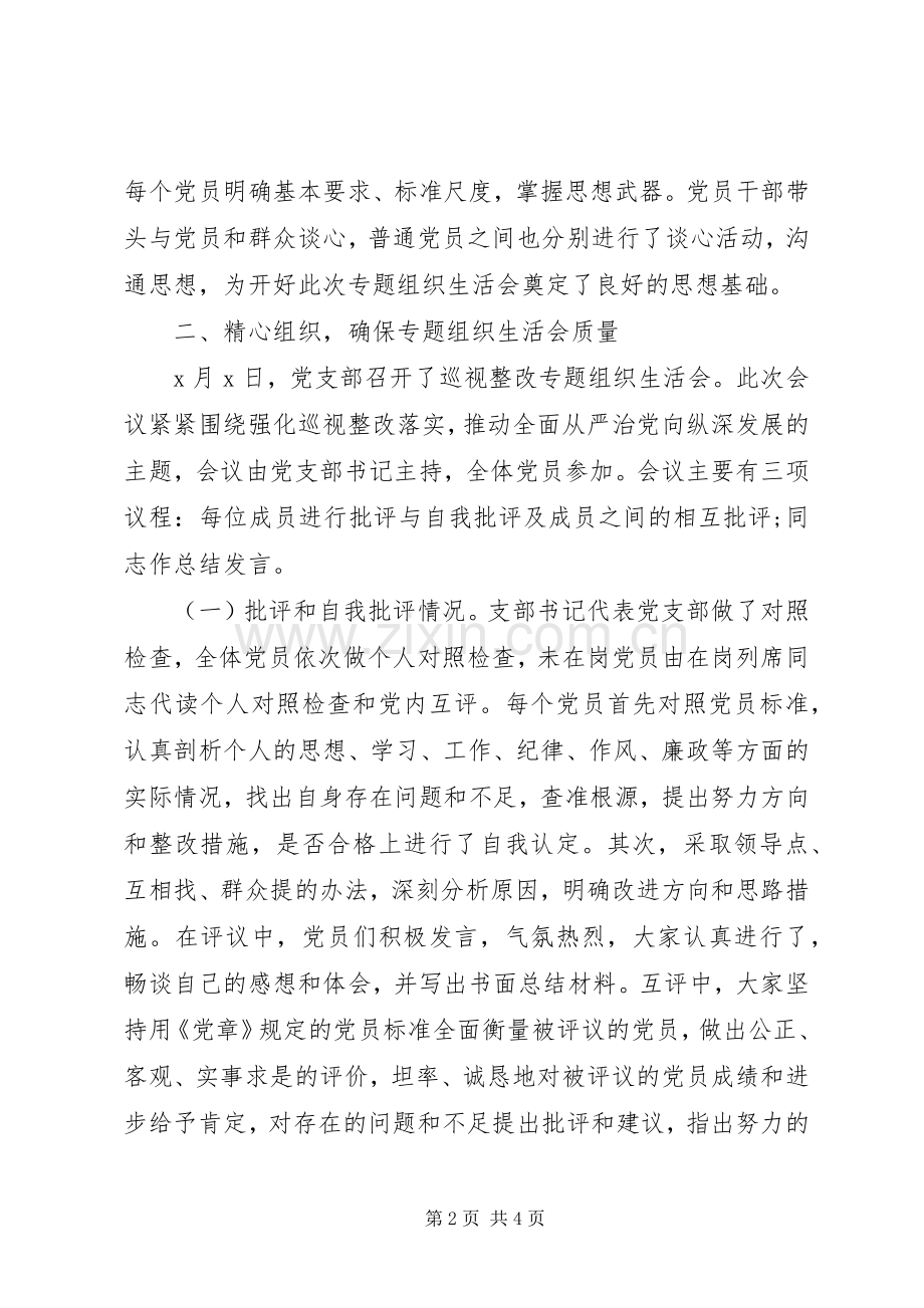 党支部巡视整改专题组织生活会总结报告 .docx_第2页