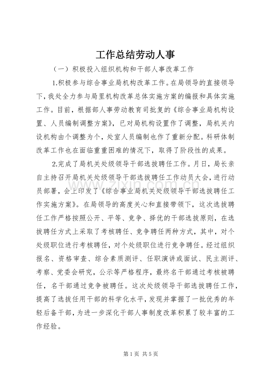 工作总结劳动人事 .docx_第1页