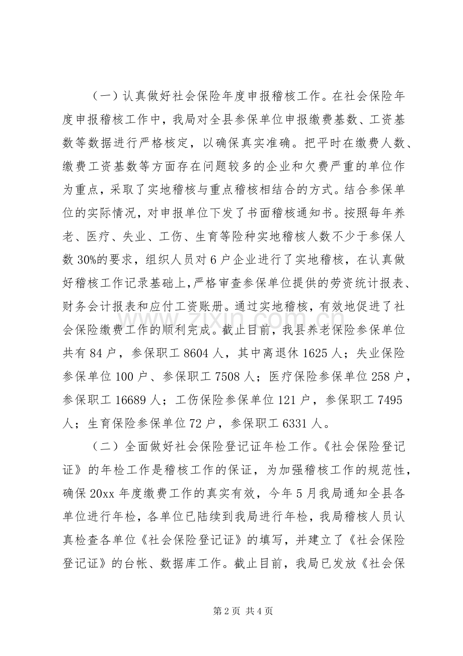 劳动保障局社会保险稽核工作总结 .docx_第2页