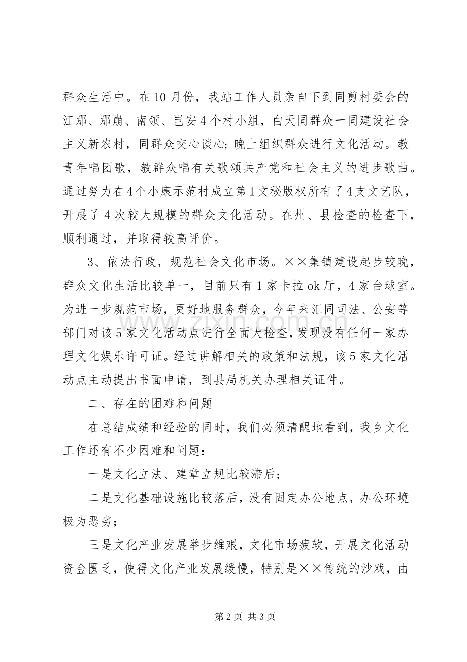 乡文化站年工作总结 .docx_第2页