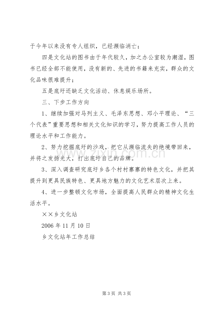 乡文化站年工作总结 .docx_第3页