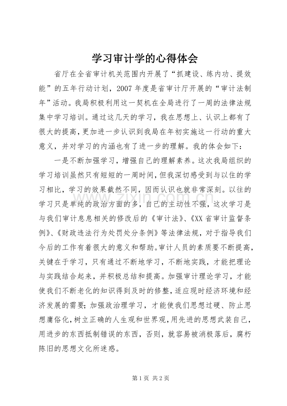 学习审计学的体会心得.docx_第1页