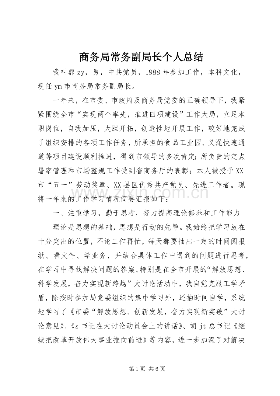 商务局常务副局长个人总结 .docx_第1页