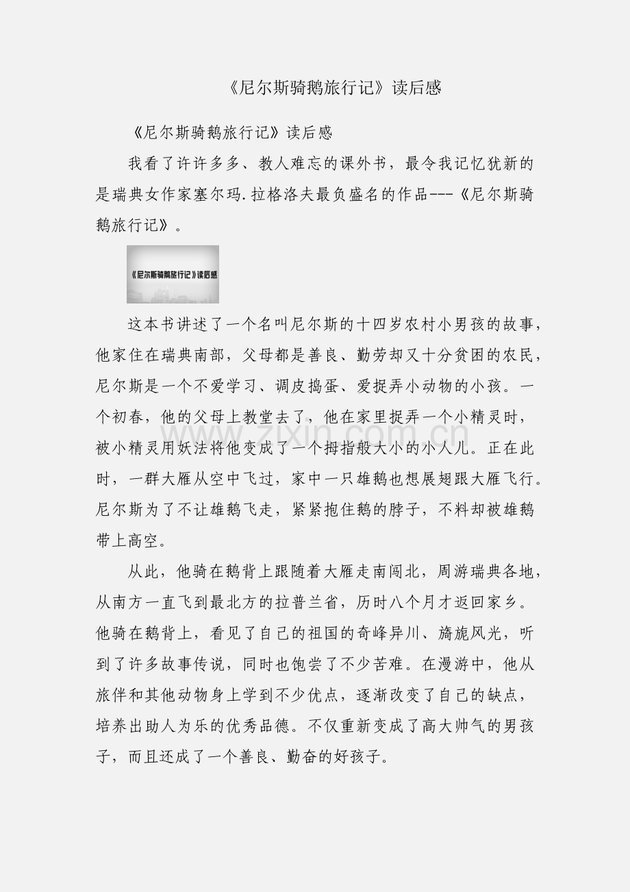 《尼尔斯骑鹅旅行记》读后感.docx_第1页