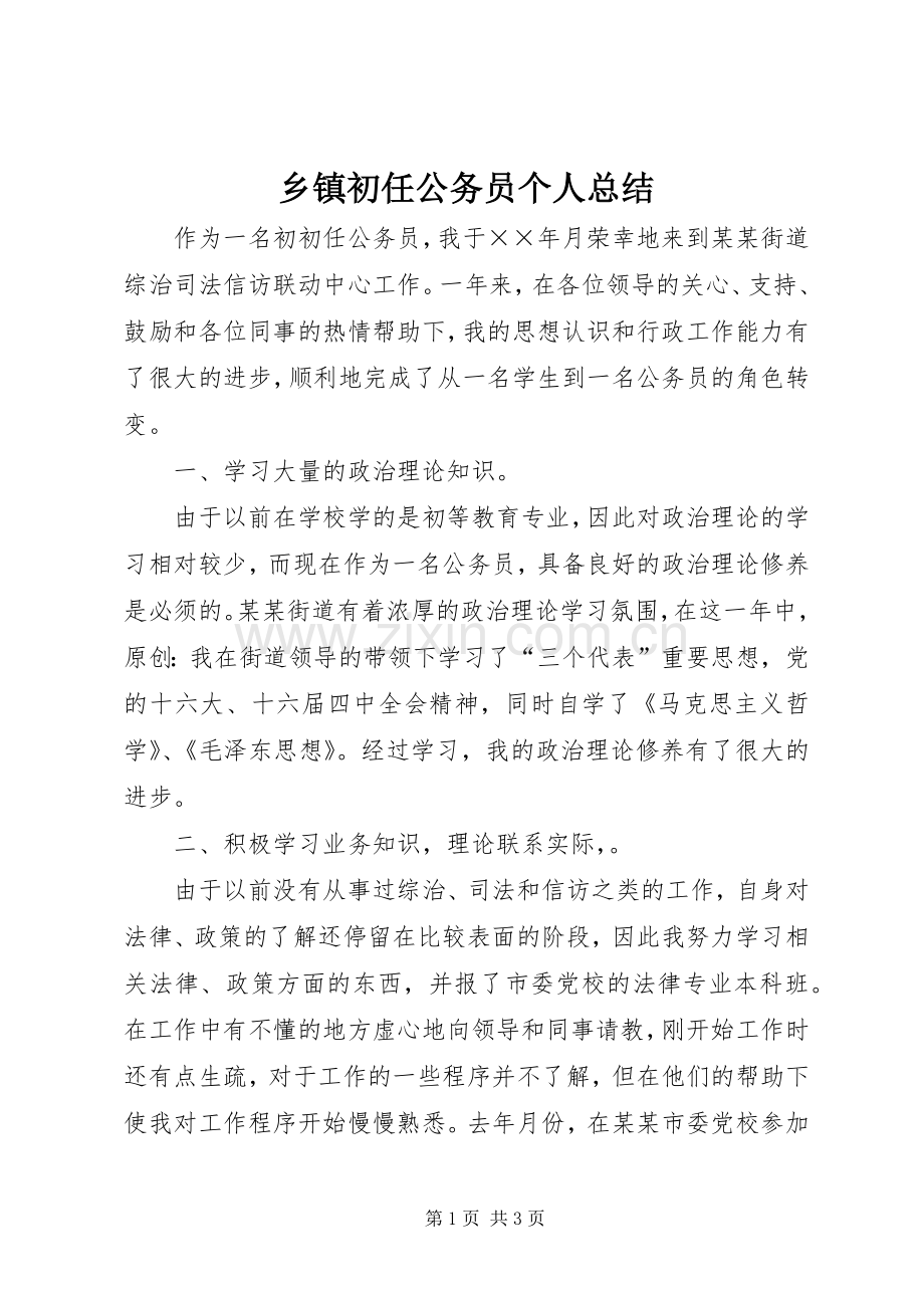 乡镇初任公务员个人总结 .docx_第1页