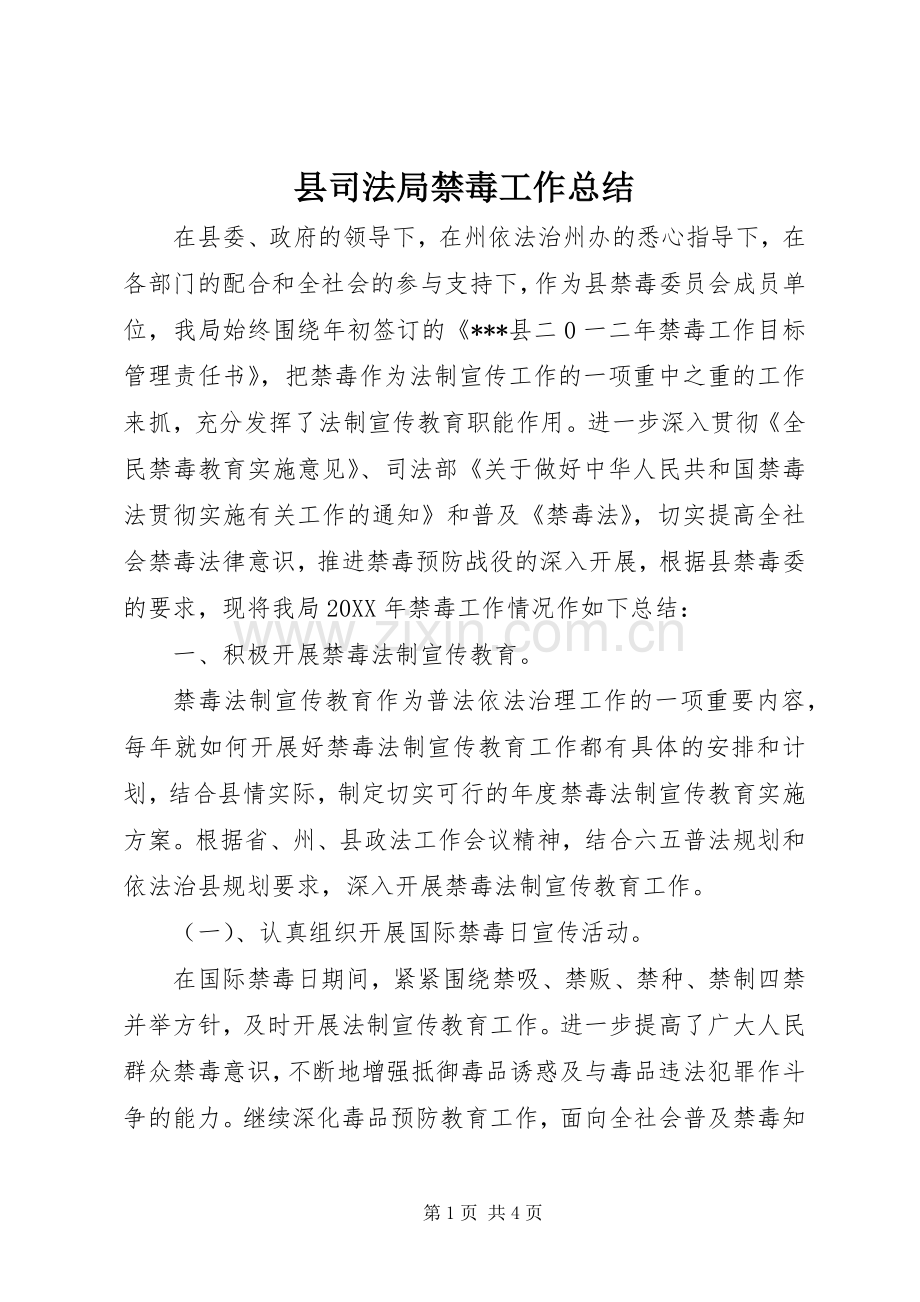 县司法局禁毒工作总结 .docx_第1页