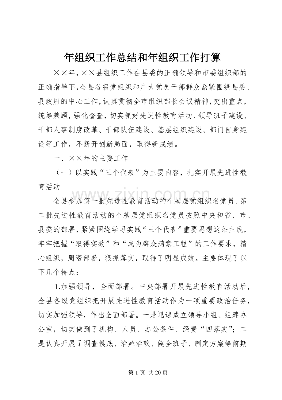 年组织工作总结和年组织工作打算 .docx_第1页