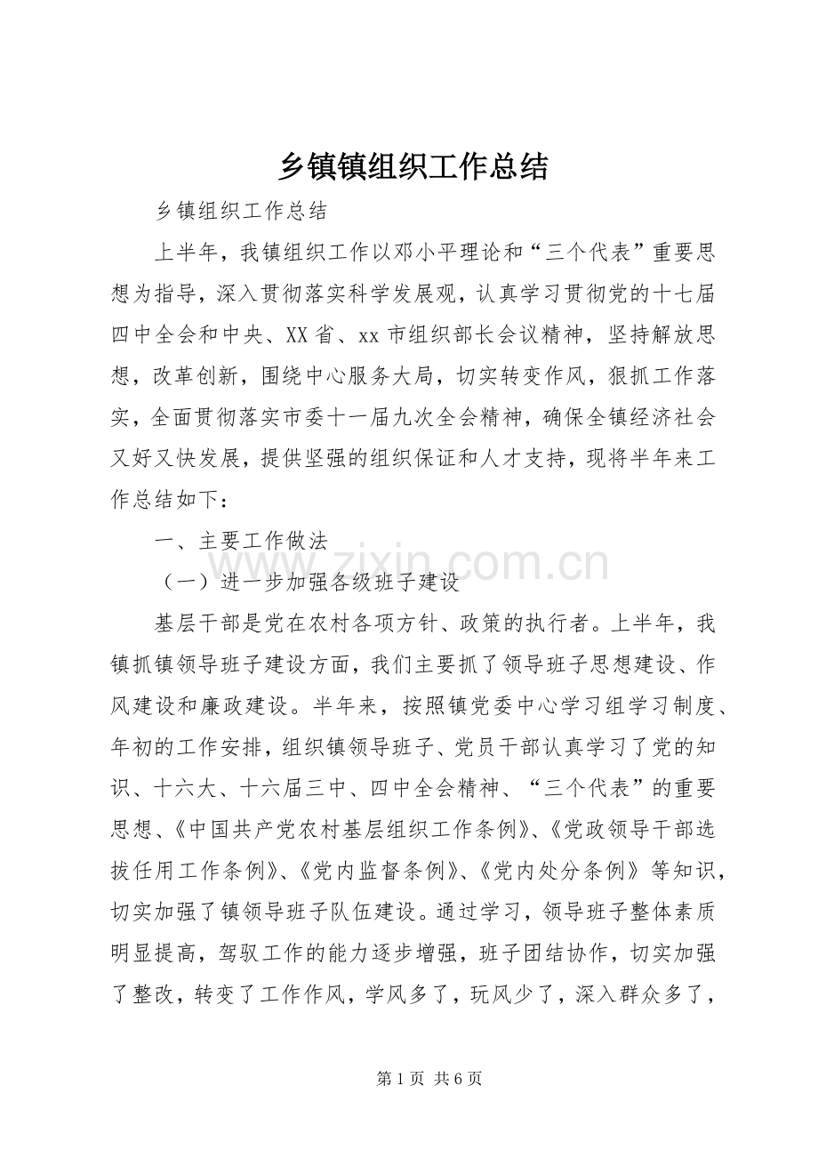 乡镇镇组织工作总结 .docx_第1页