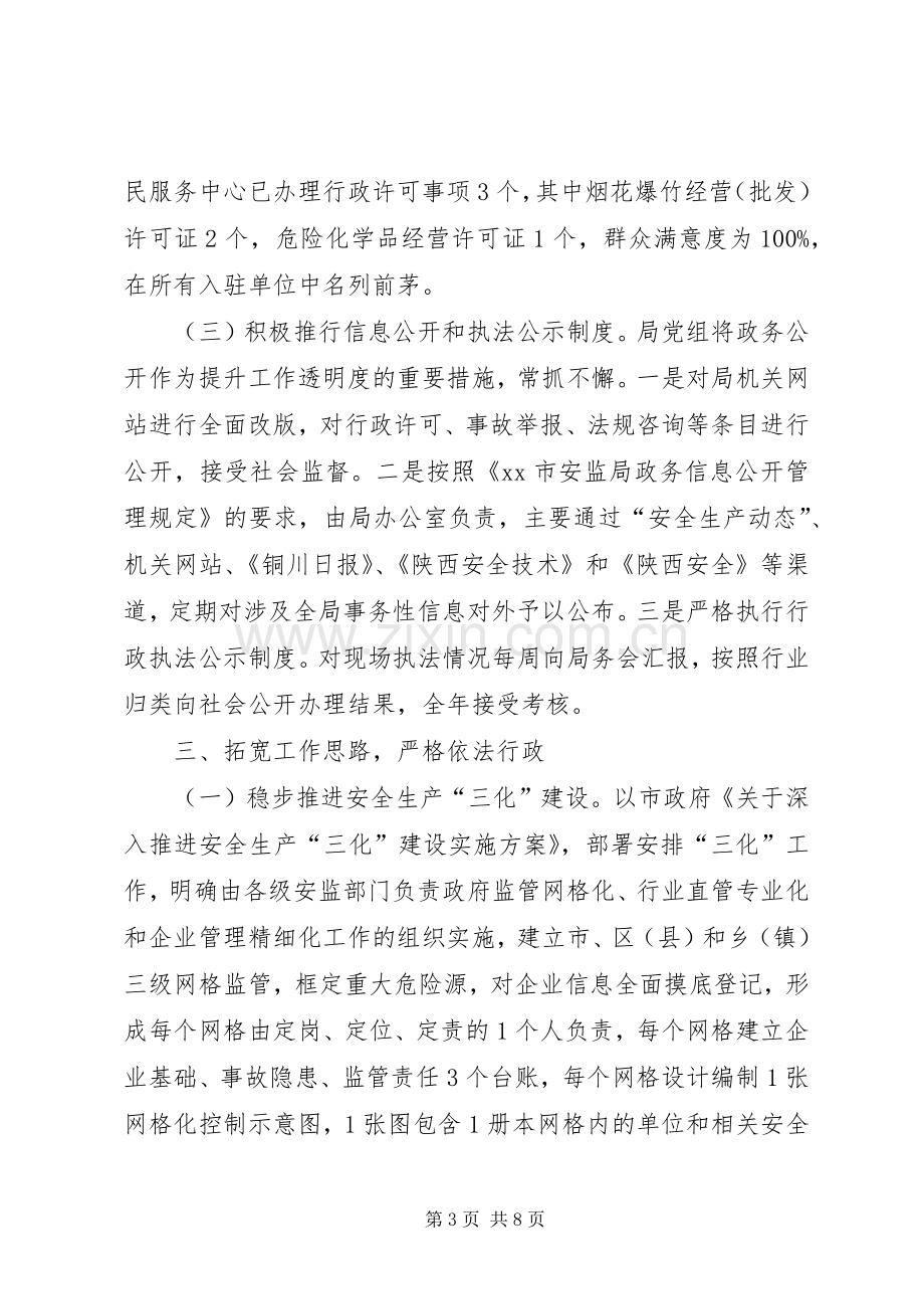 XX年安监局依法行政工作总结 .docx_第3页