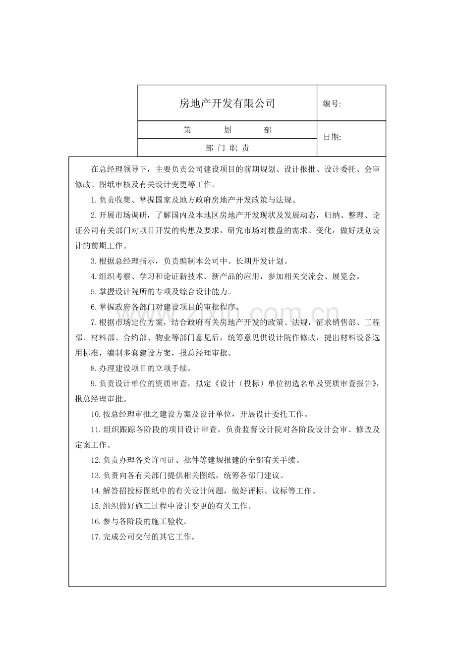 房地产开发有限公司策划各岗位职责总表.docx_第2页