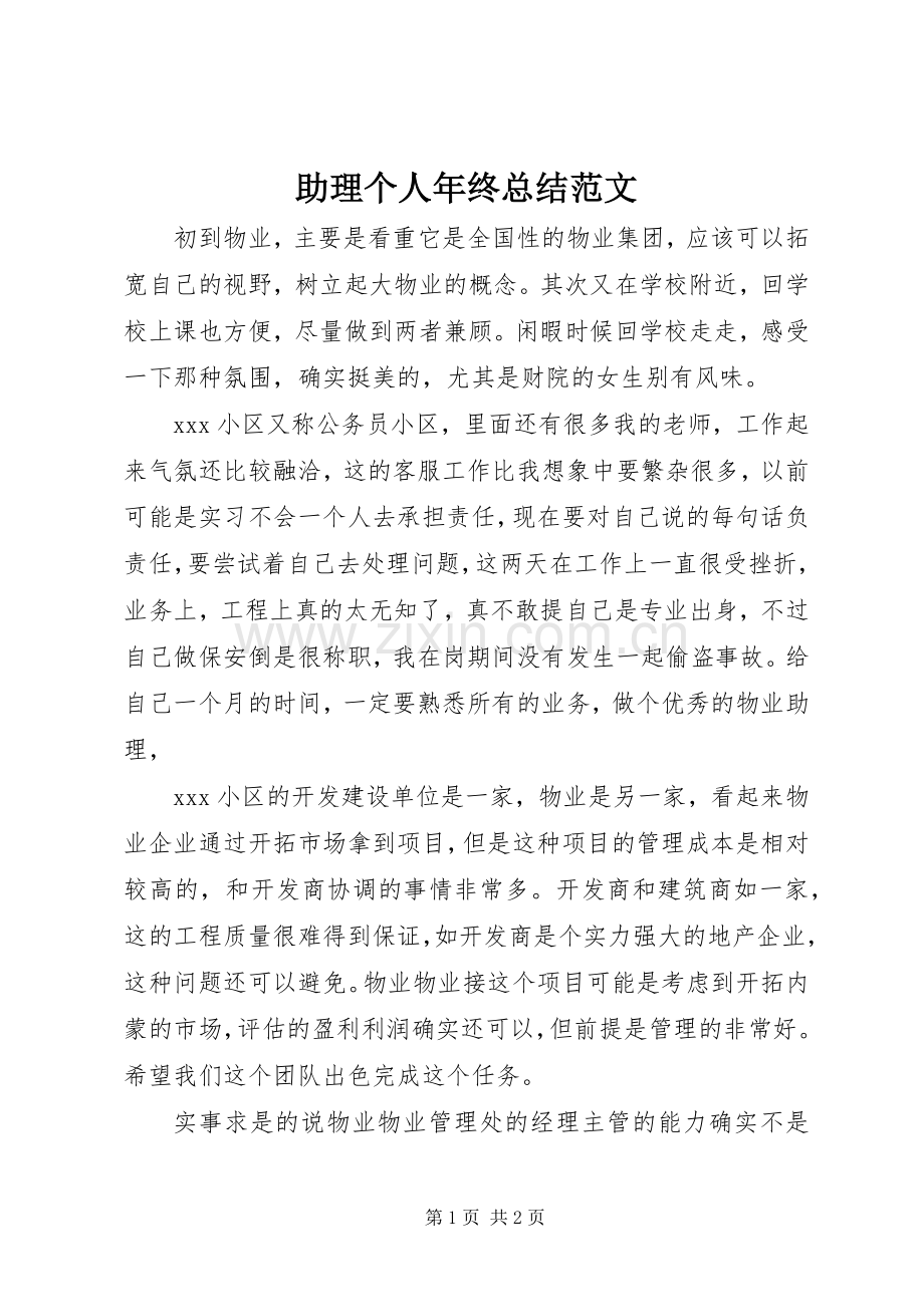 助理个人年终总结范文 .docx_第1页