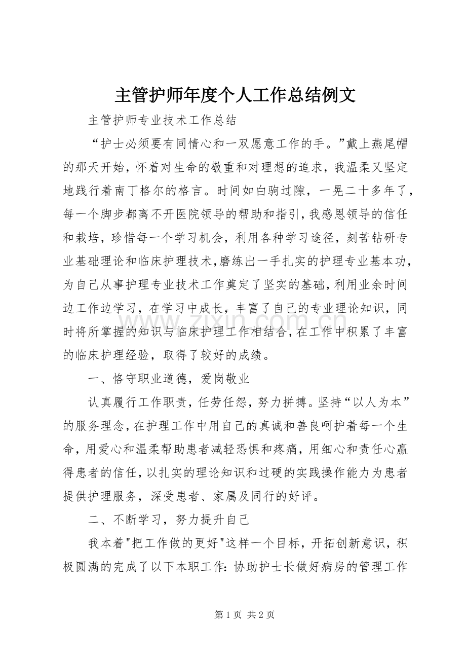 主管护师年度个人工作总结例文 .docx_第1页