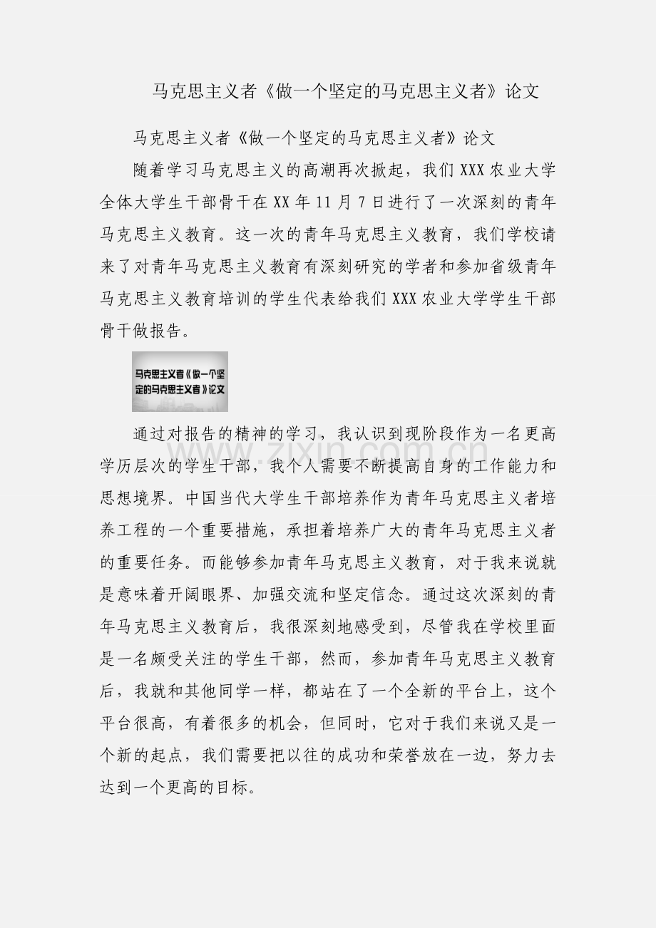 马克思主义者《做一个坚定的马克思主义者》论文.docx_第1页