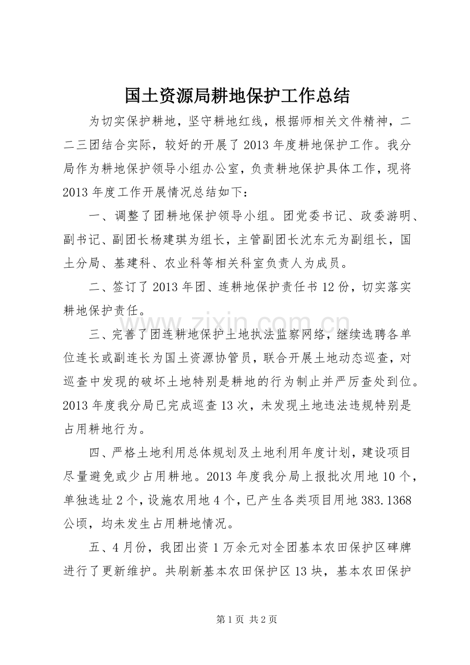 国土资源局耕地保护工作总结 .docx_第1页