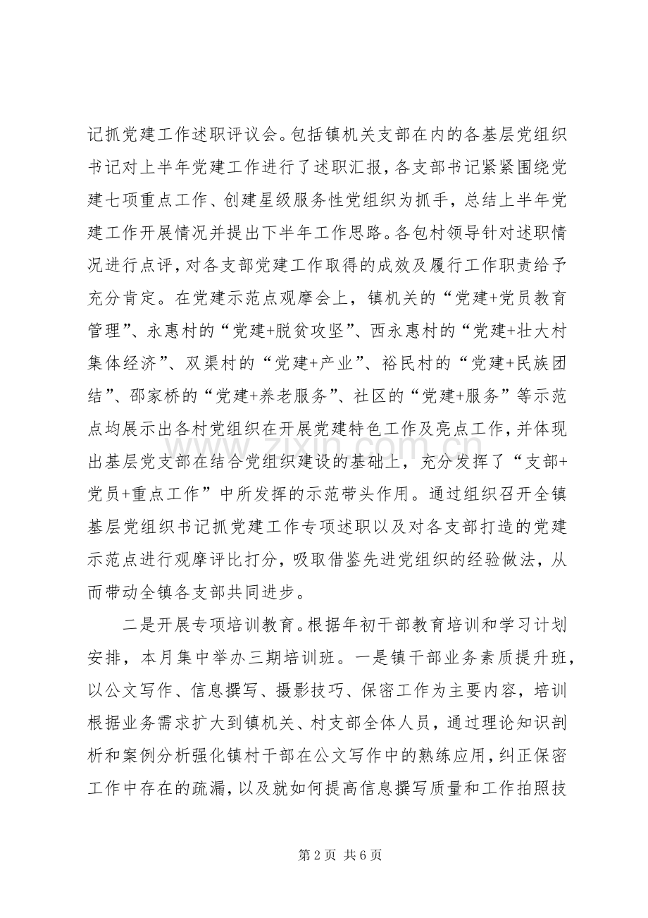 乡镇关于扎实开展党建促进月活动工作总结 .docx_第2页