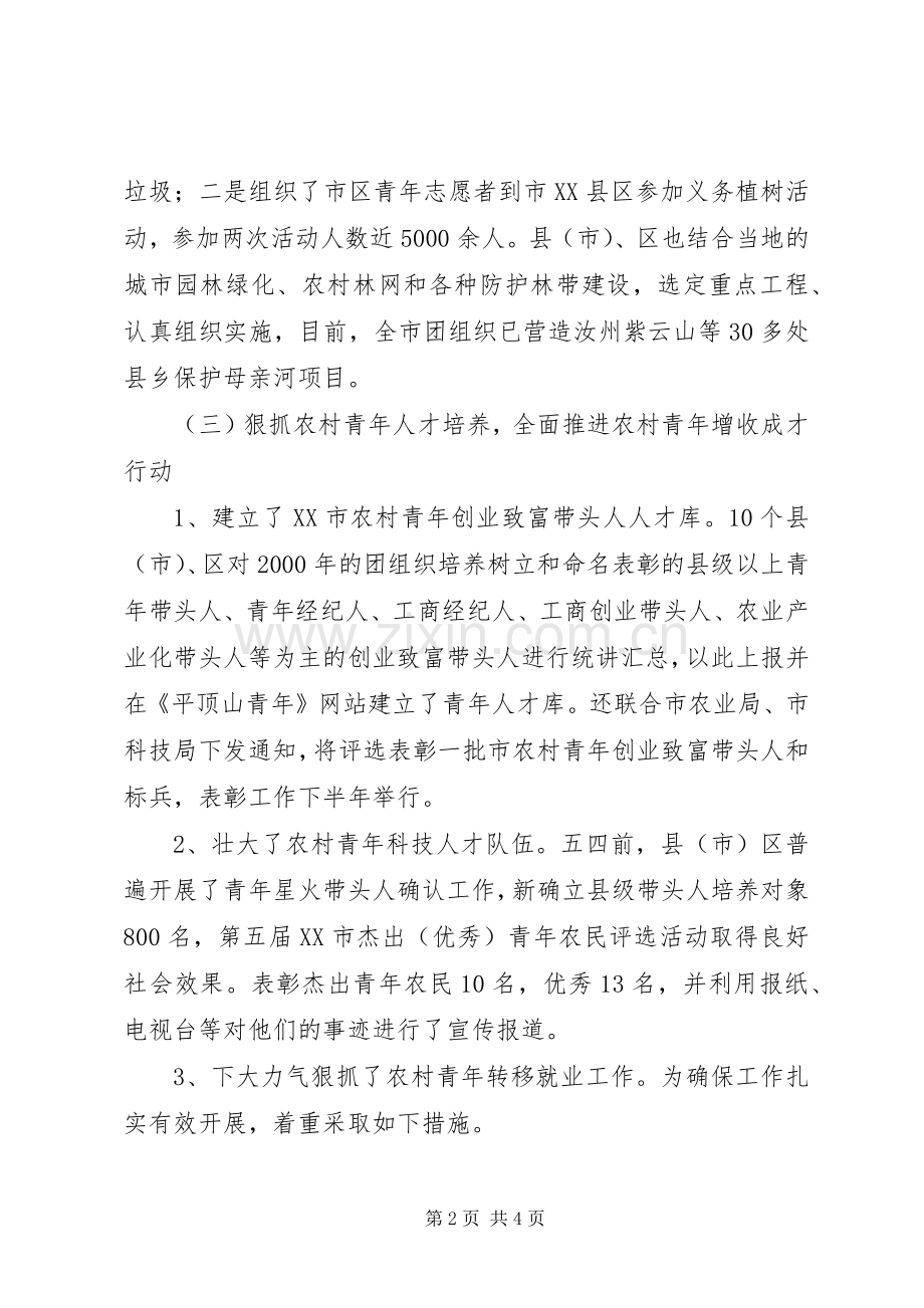 团市委青农部上半年工作总结 .docx_第2页