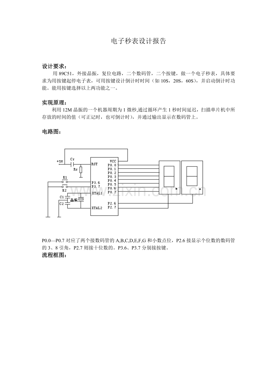 微机原理电子秒表课程设计.docx_第1页