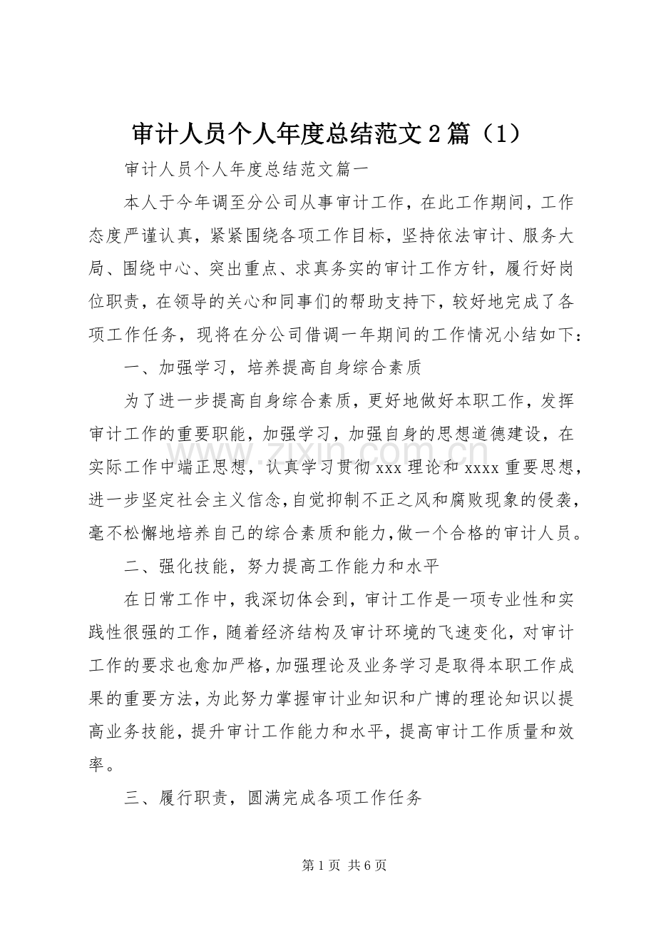 审计人员个人年度总结范文2篇（1）.docx_第1页