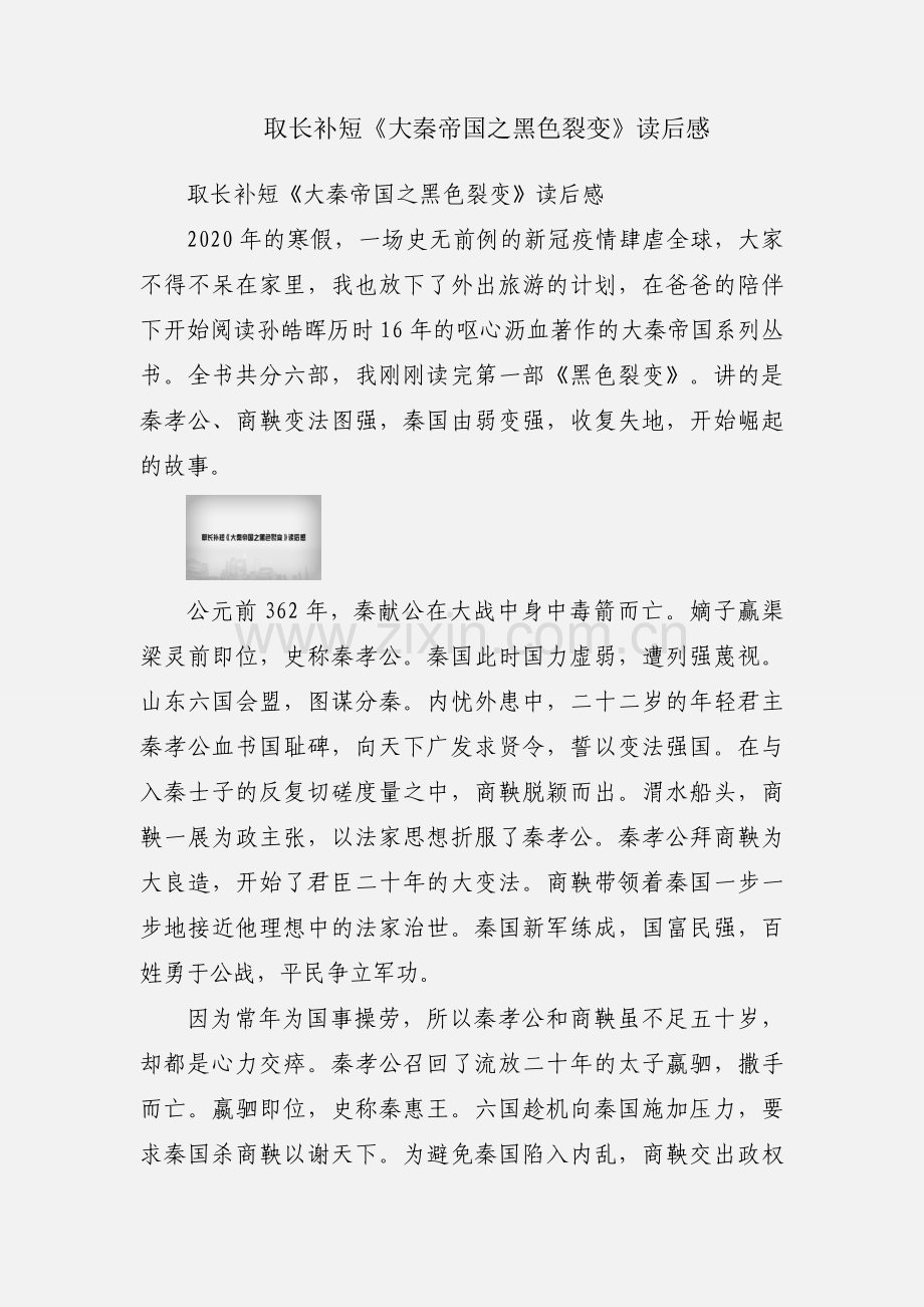 取长补短《大秦帝国之黑色裂变》读后感.docx_第1页