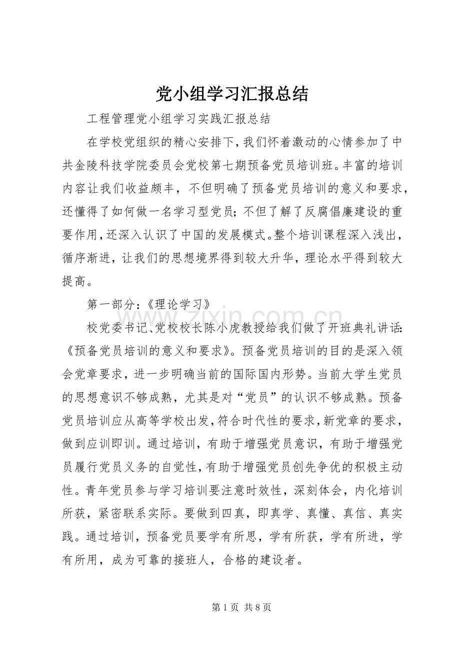 党小组学习汇报总结 .docx_第1页