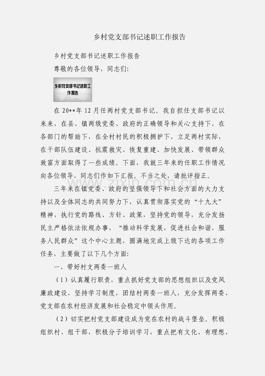 乡村党支部书记述职工作报告.docx_第1页