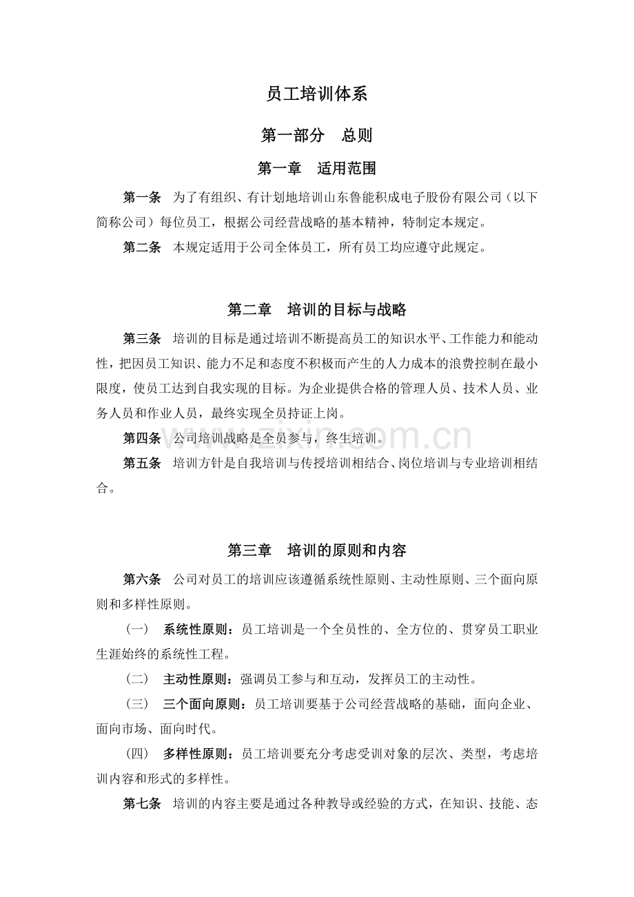 山东某某电子公司员工培训体系介绍.doc_第1页