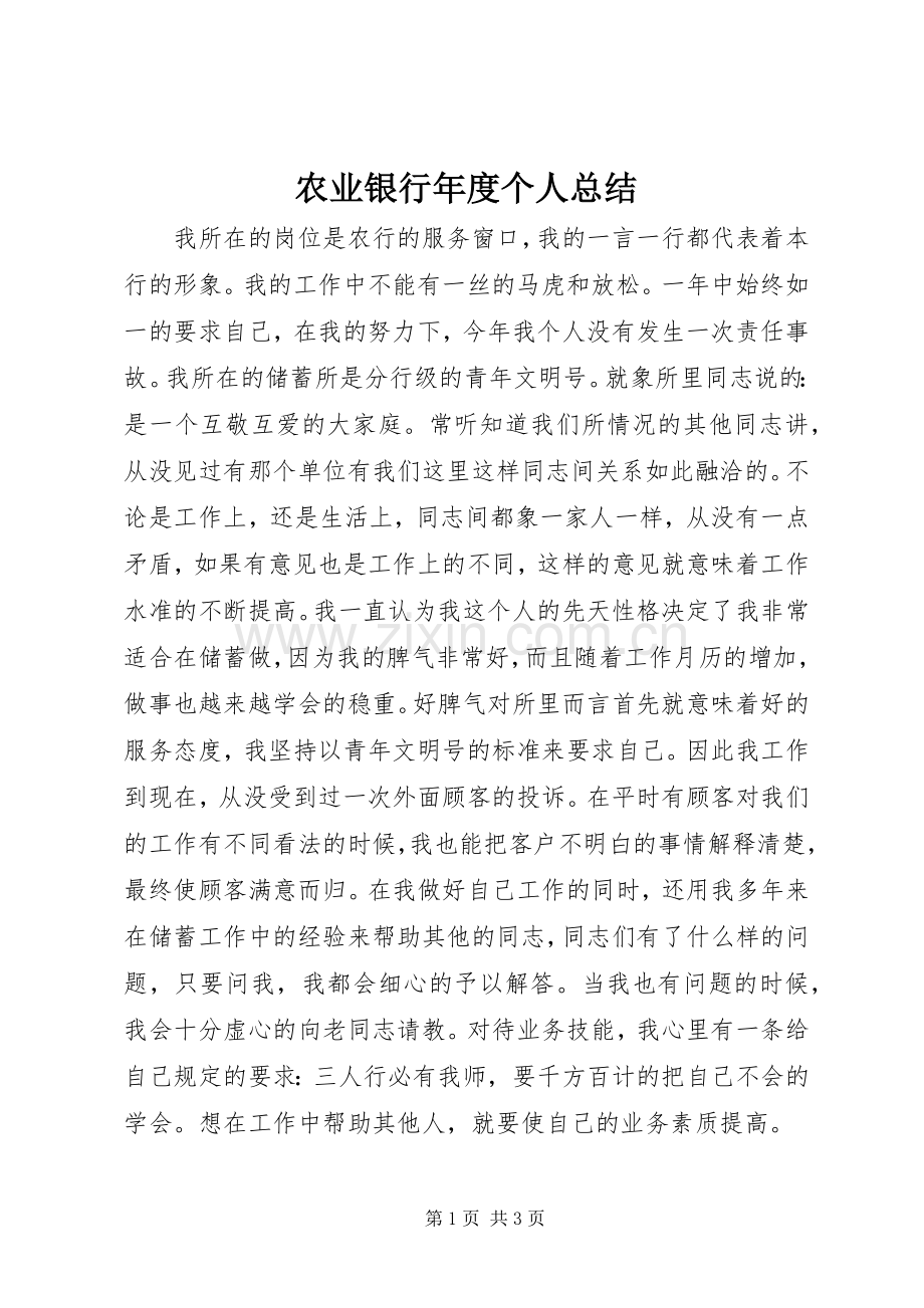 农业银行年度个人总结 .docx_第1页