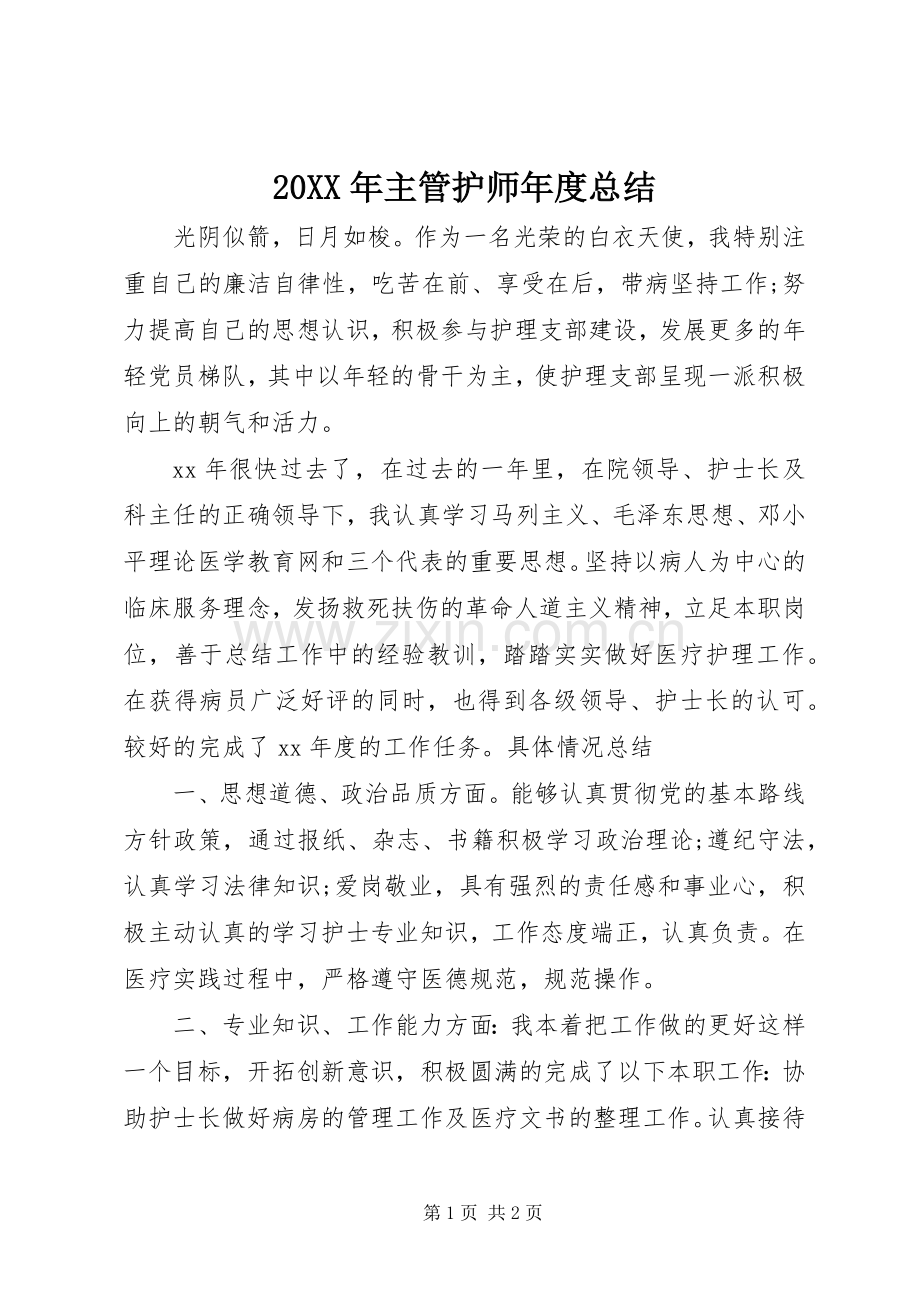 20XX年主管护师年度总结.docx_第1页