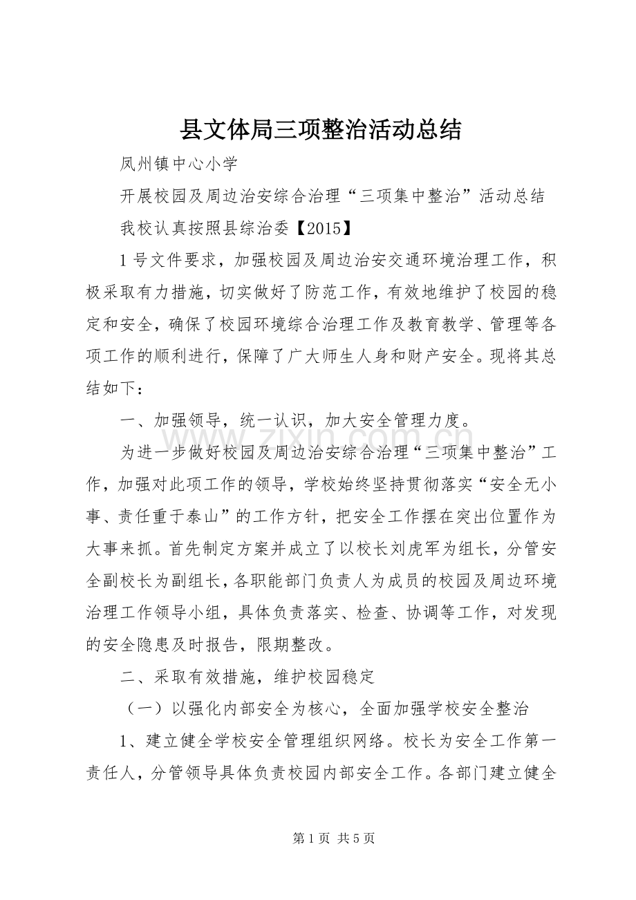 县文体局三项整治活动总结 .docx_第1页