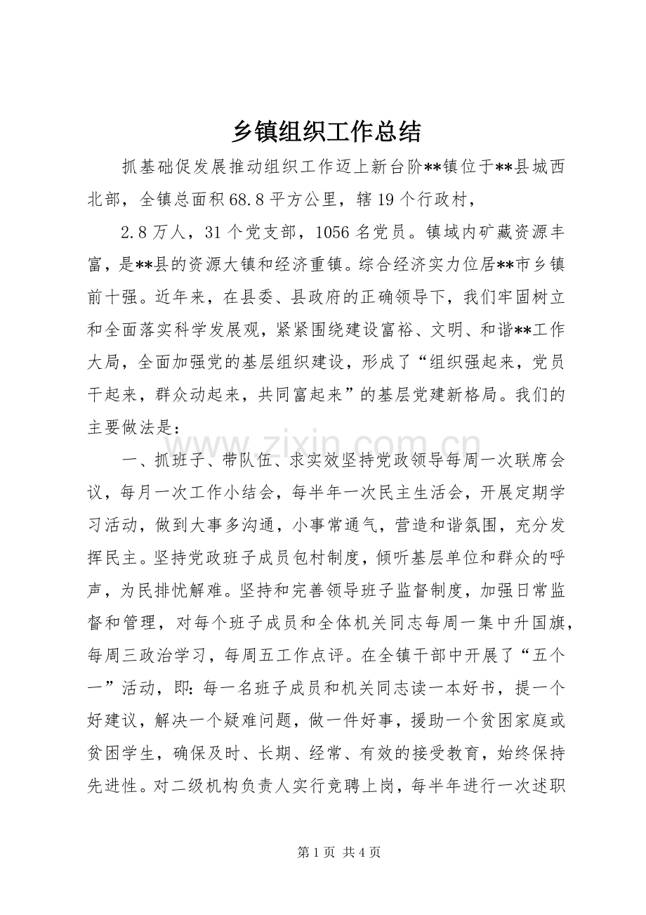 乡镇组织工作总结 .docx_第1页