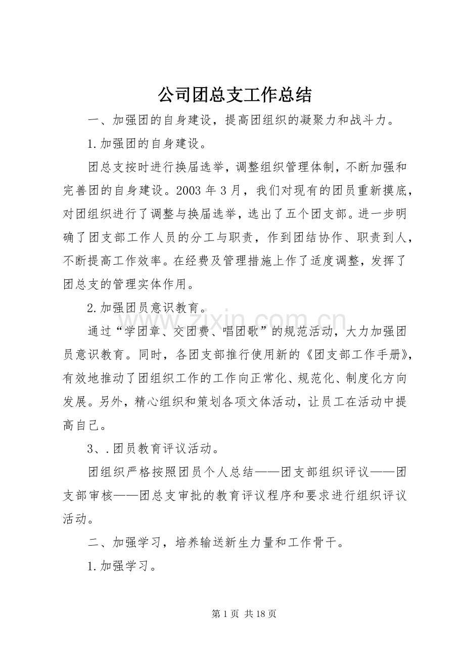 公司团总支工作总结 .docx_第1页