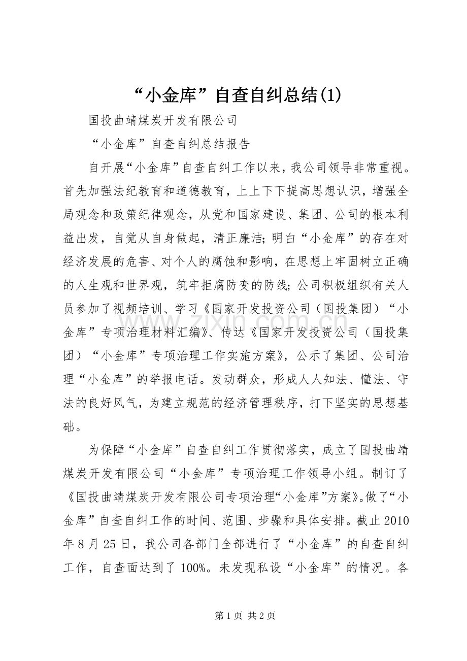 “小金库”自查自纠总结.docx_第1页