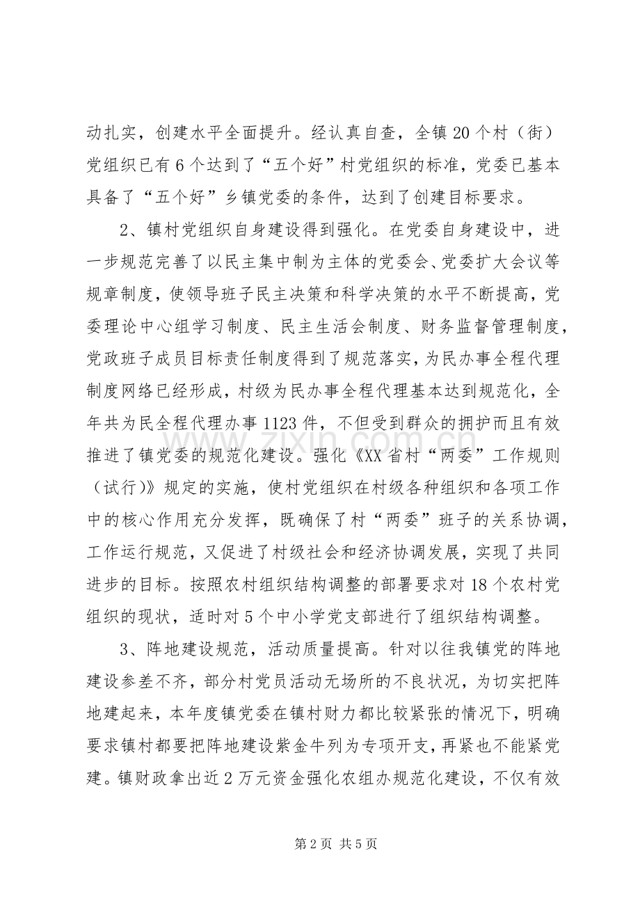 乡镇年度农村党组织工作总结 .docx_第2页