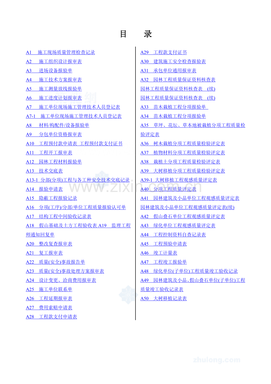 园林景观工程施工表格(50个).docx_第1页