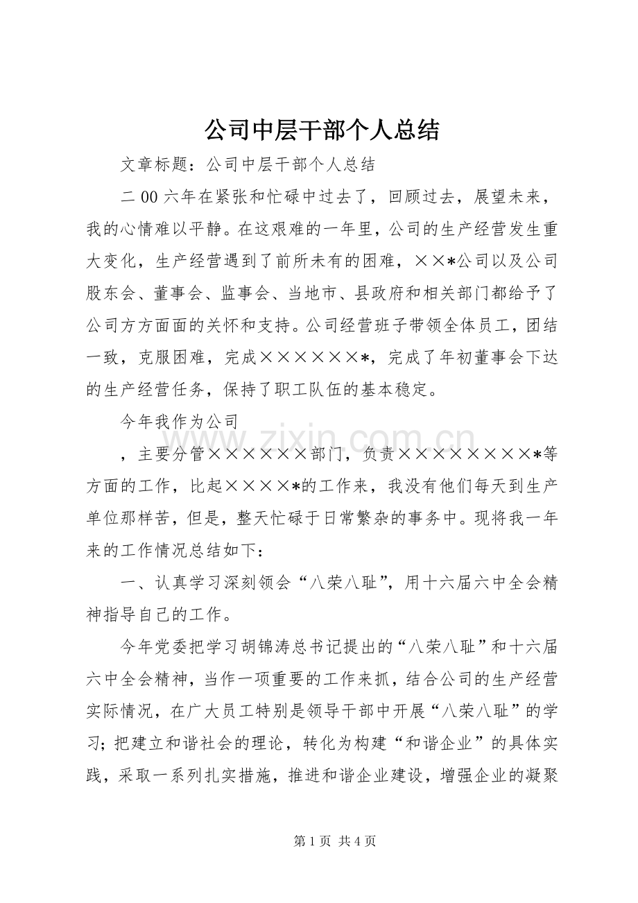 公司中层干部个人总结 .docx_第1页