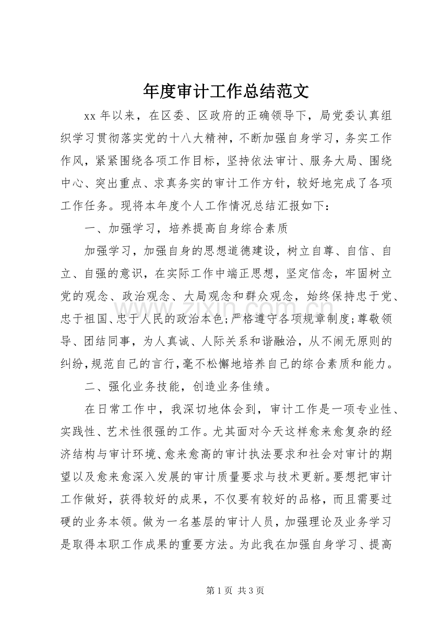 年度审计工作总结范文 .docx_第1页