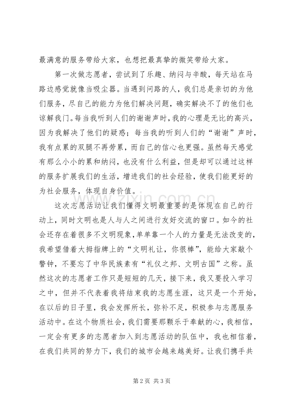 创建文明城市志愿者工作总结 .docx_第2页