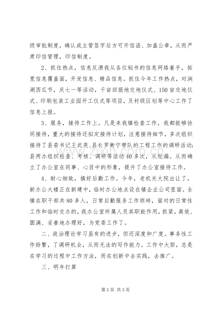 乡镇党政办个人工作总结 .docx_第2页