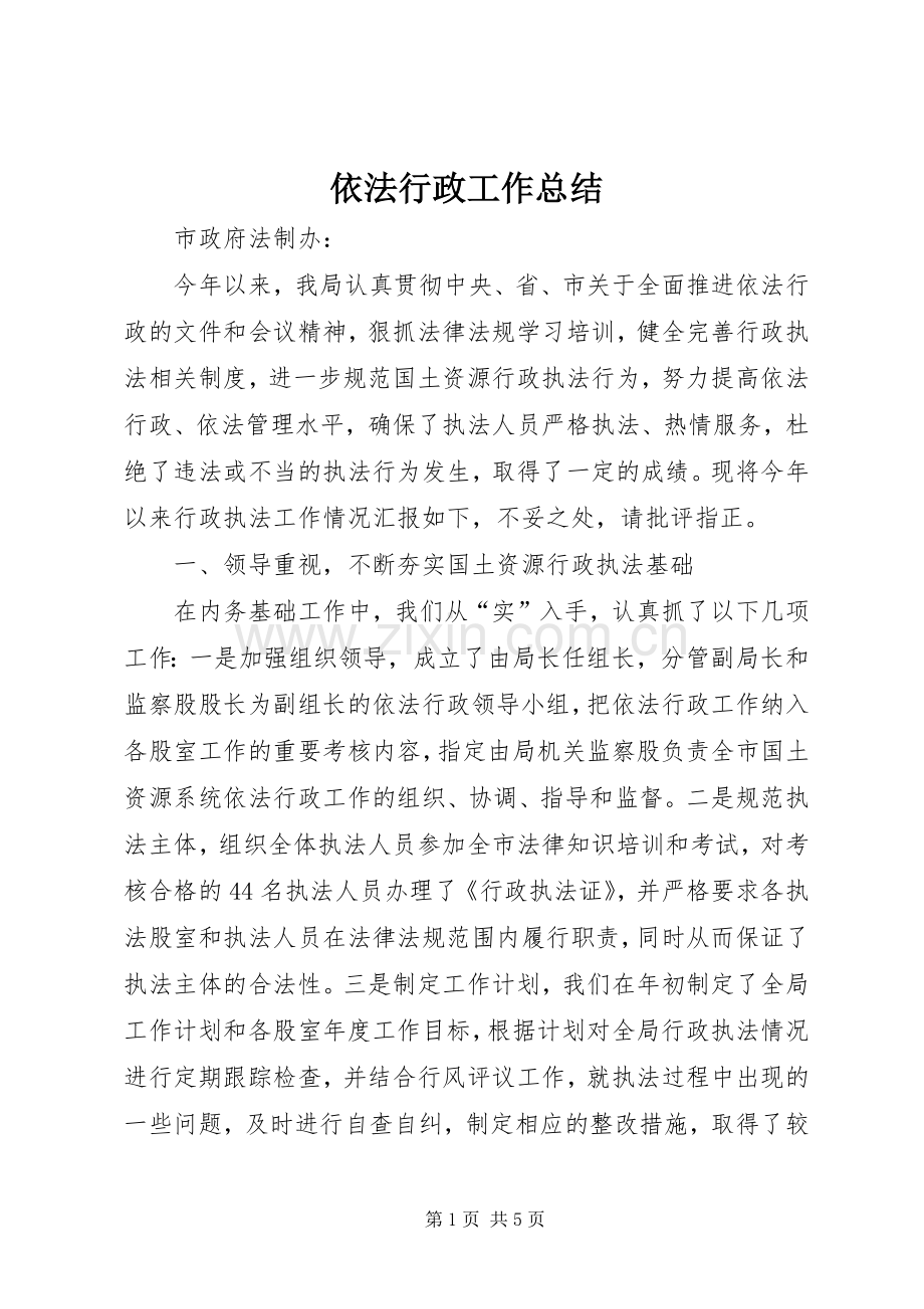 依法行政工作总结 (28).docx_第1页